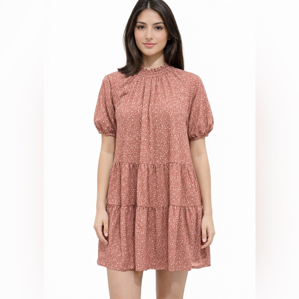 Hayden Los Angeles Tiered Babydoll Dress • Rust Floral • Size S
